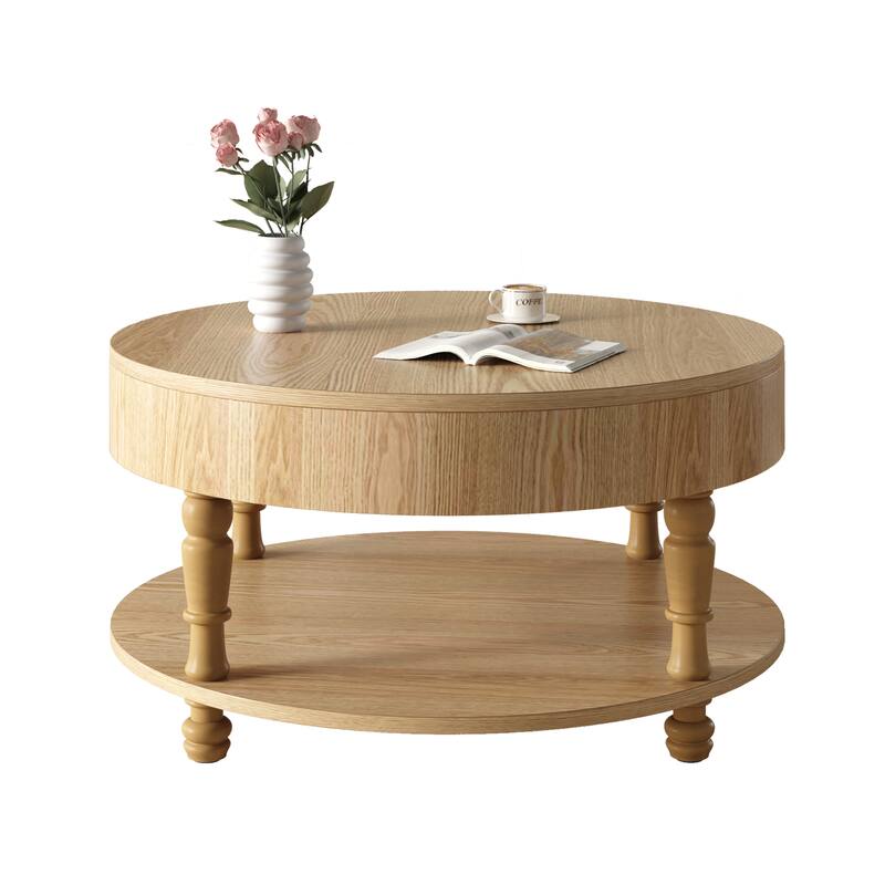 Round Coffee Table Center Table with Storage and Hidden Compartment, Sofa Table Side Table End Table