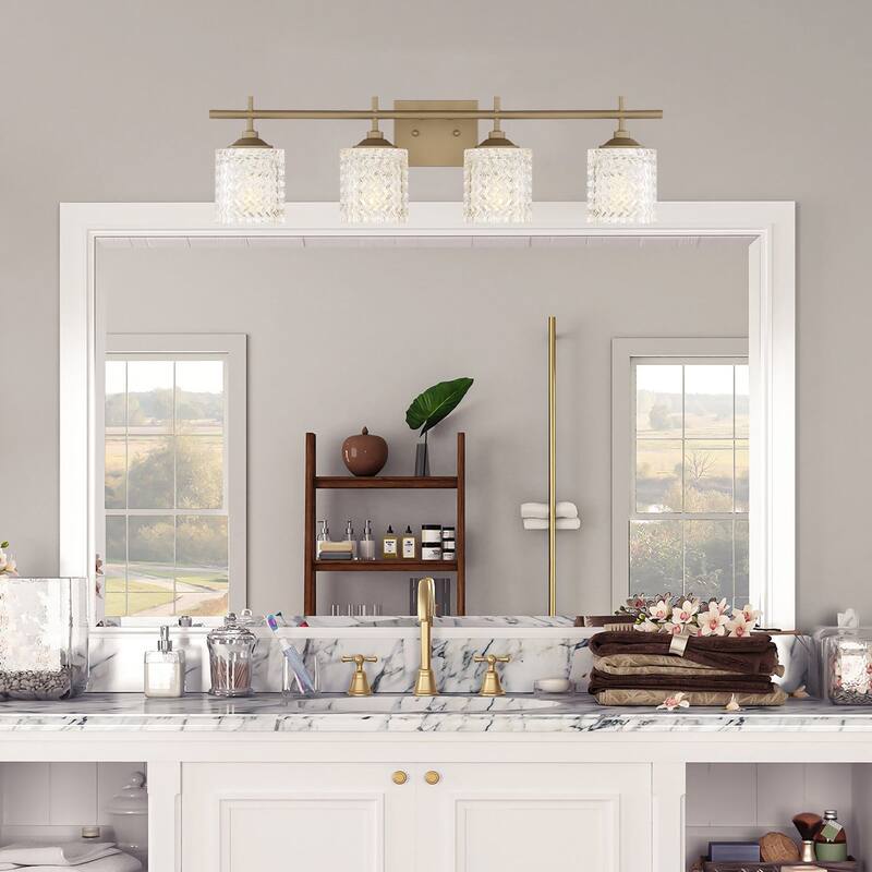 Frenia 4-light Modern Dimmable Bathroom Vanity Light with Art Glass