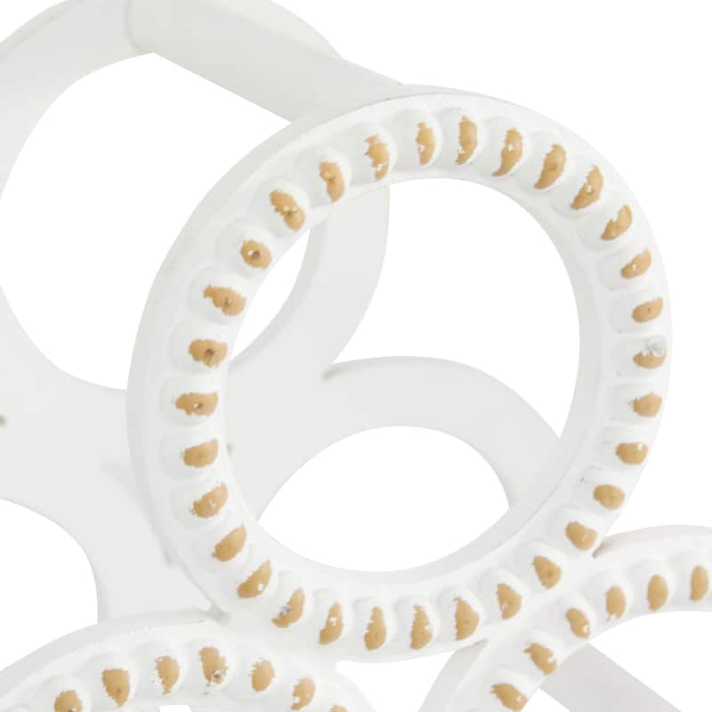 White Wood Beaded Wine Rack
