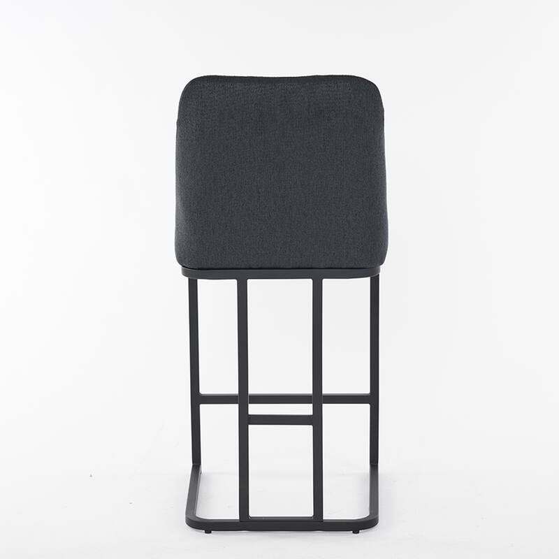 Bar Stool Set of 2, Upholstered Bar Stool with Button-Tufted Backrest, Counter Height Armless Chair with Sturdy Metal Frame