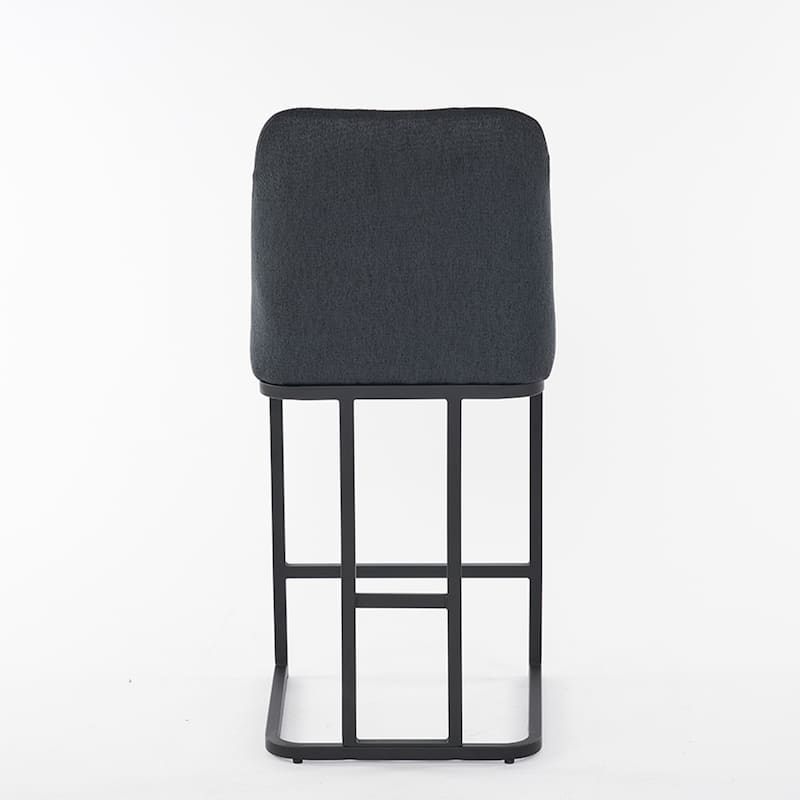 Counter Height Bar Stools Set of 2, 25.2'' Upholstered Bar Stools with Button-Tufted Backrest & Metal Frame for Kitchen, Bar