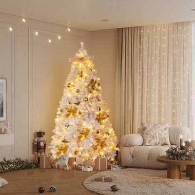 7.5 FT Artificial Christmas Tree with DIY 400 Warm White LED Lights for Holiday Party Office Home