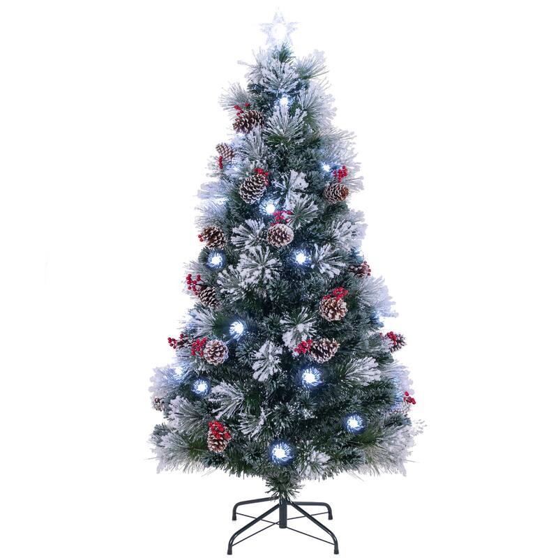 Gymax 5/6/7 FT Flocked Christmas Tree Artificial Xmas Tree - 6 Foot