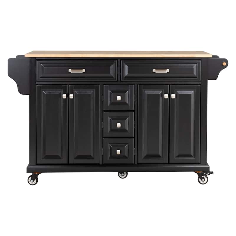 Kitchen Cabinet with Adjustable Shelves, Kitchen Island with Drawers, Kitchen Storage Cart with Built-in Spice Rack