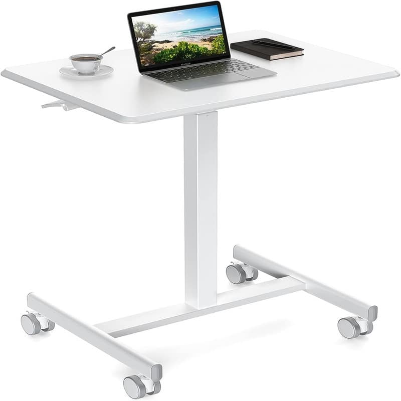 Small Rolling Desk - 18.9"D x 25.59"W x 29.53"H - White