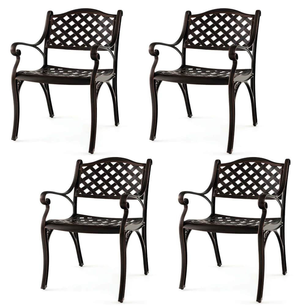 Costway 2/4 PCS Cast Aluminum Patio Chairs Set of 2 All Weather