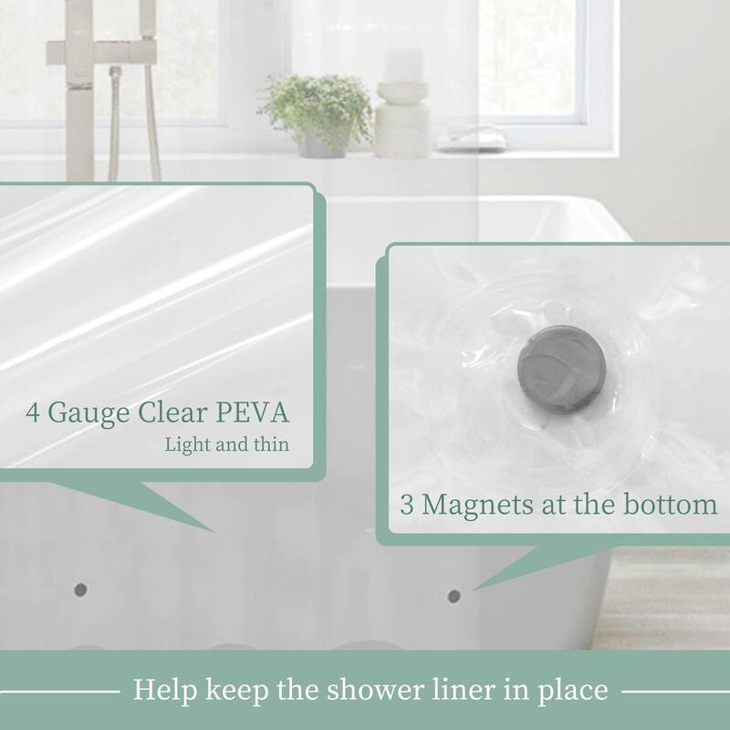 Clear Shower Curtain Liner with 3 Magnets, 72" x 72" Shower Curtain