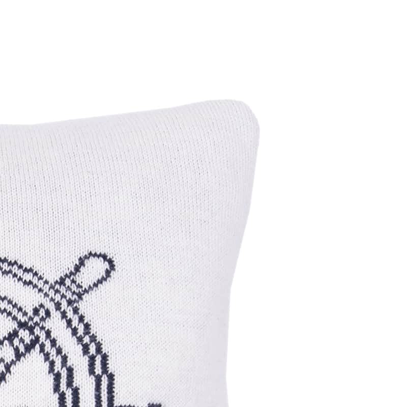10" x 10" Ship Wheel Knitted Throw Pillow