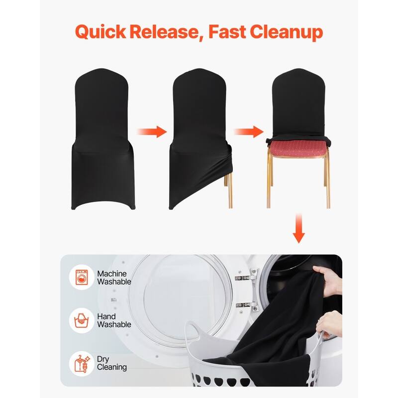 Black Stretch Chair Covers for Armless Chairs Polyester Spandex Elastic Slip On Wedding Party Banquet - 20.08 x 17.72 x 37.4 in