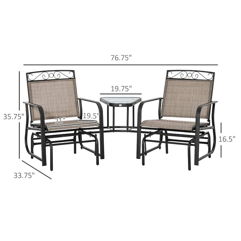 2-Seat Outdoor Glider Chairs with Coffee Table