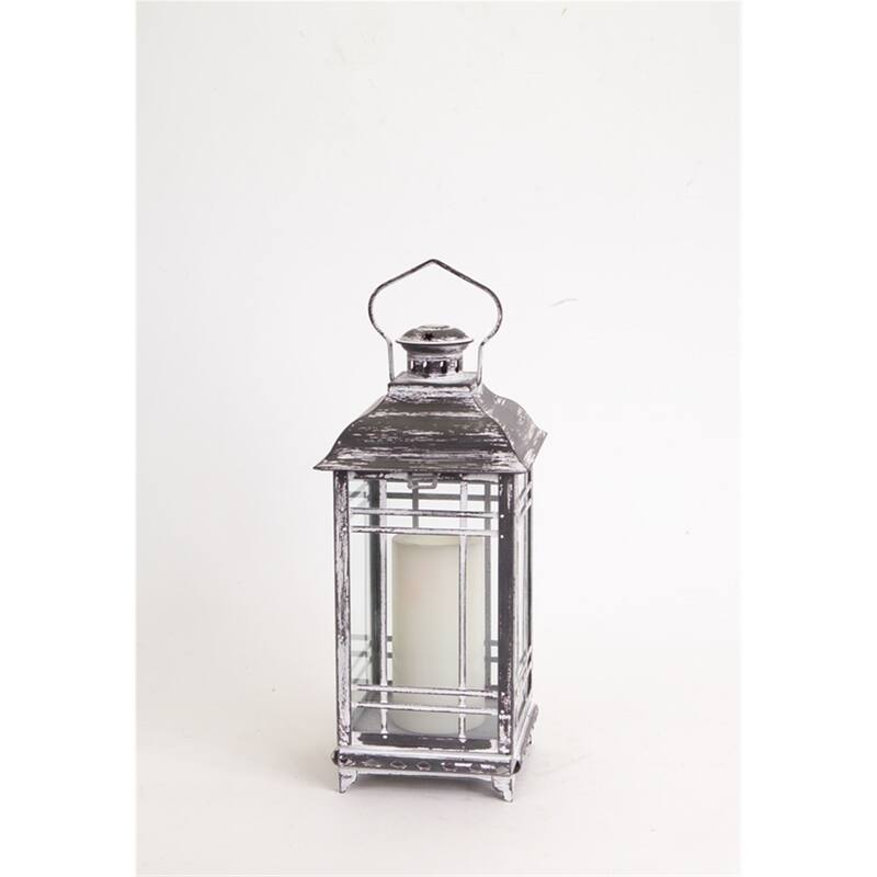 Set of 3 Mission Style Pillar Candle Lanterns with White Finish 20