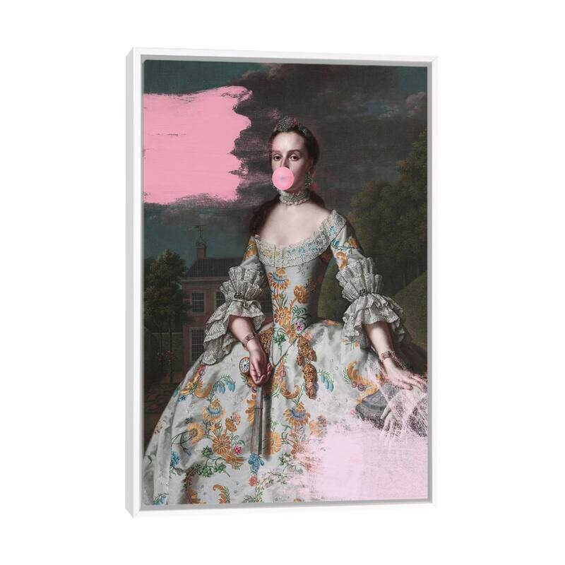 iCanvas "Woman Blowing Bubble Gum VI" by Grace Digital Art Co Framed Canvas Print - White - 48x32