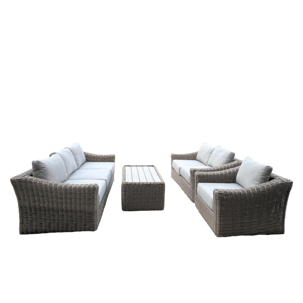 Tulum Two-Tone Dark Beige Aluminum Frame Deep Seating Set with Cushions