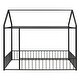 preview thumbnail 3 of 6, Black Full Size Metal House Bed Frame with Fence & Roof