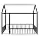preview thumbnail 14 of 22, Metal Full Size Floor Bed with Fence and Semi-enclosed House Roof
