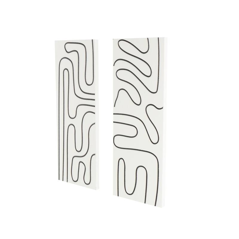 Wood Geometric Wall Art with Black Accents - Set of 2 White - Roche River Decor
