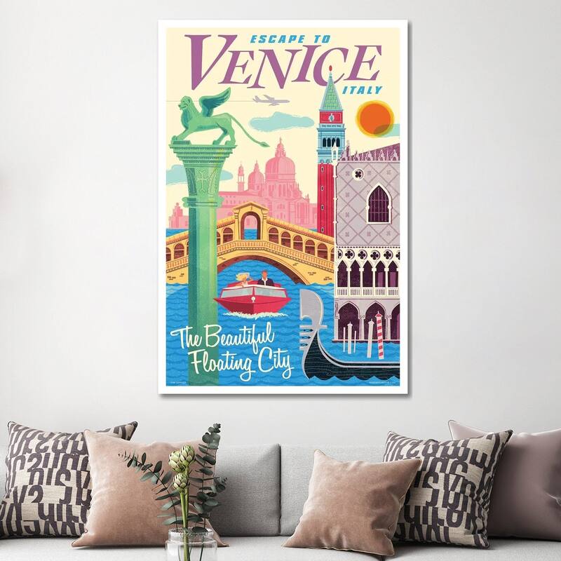 iCanvas "Venice Travel Poster II" by Jim Zahniser Canvas Print