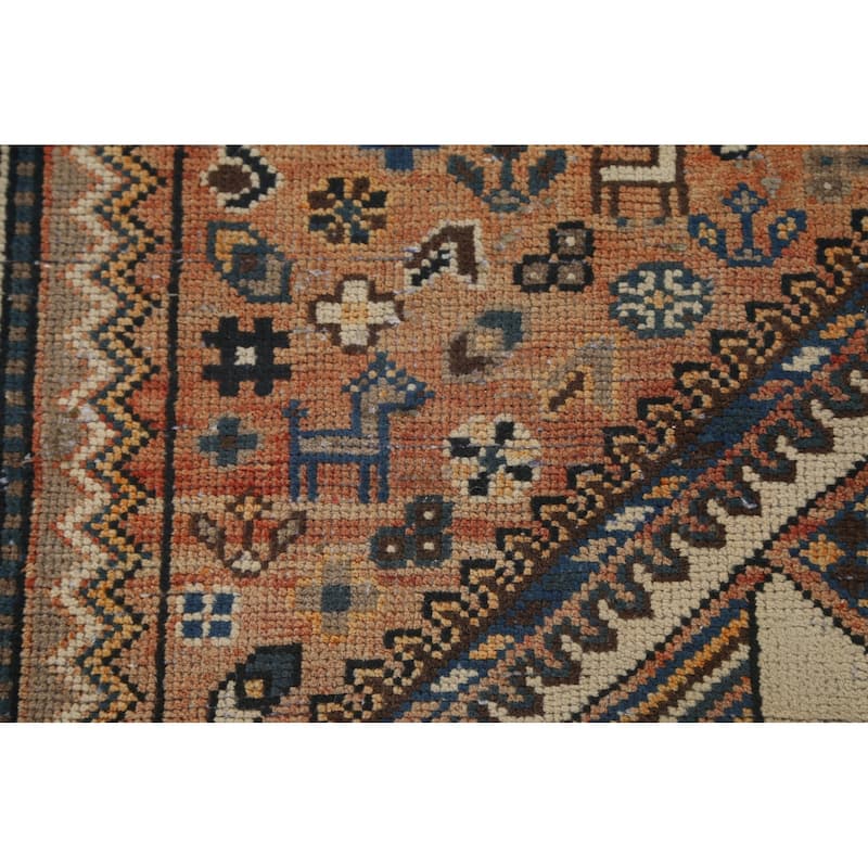 Tribal Animals Bakhtiari Persian Vintage Rug Hand-Knotted Wool Carpet - 5'5" x 9'11"