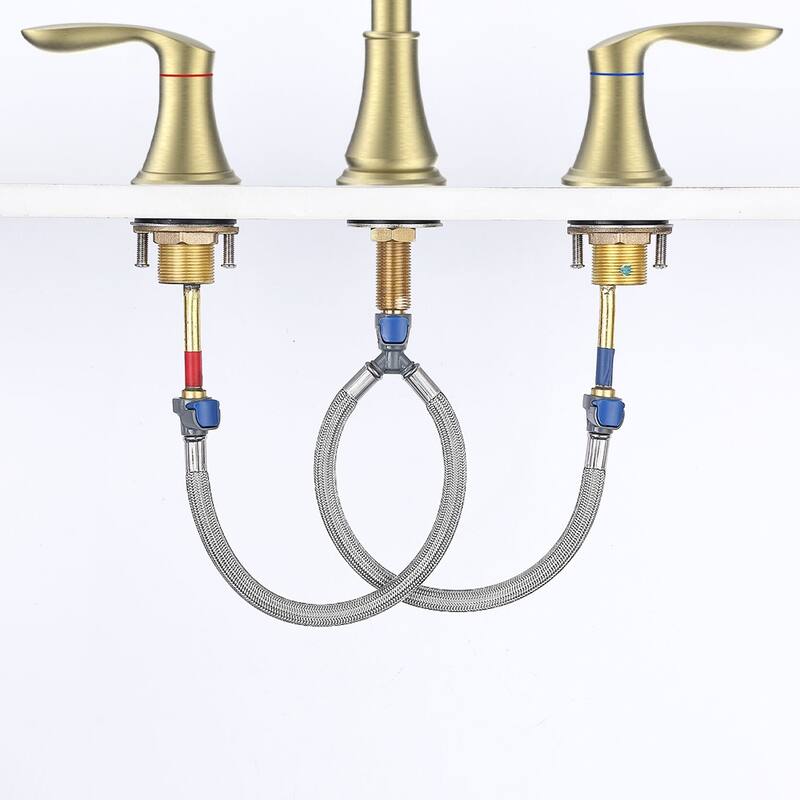 2 Handle 360 Degree Swivel Bathroom Sink Faucet with Pop up Drain Assembly and Water Supply Hose, Aerator, Anti Fingerprint