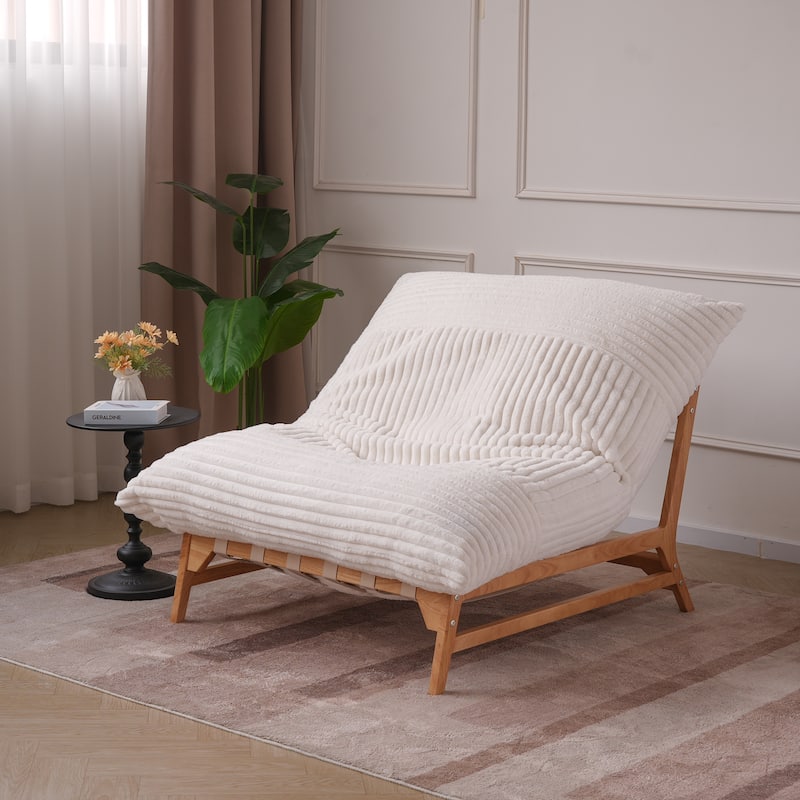 Mid Century Modern Accent Chair with Wood Frame, Reading Accent Chair, Boucle Armchair For Living Room, Bedroom and Salon - Beige