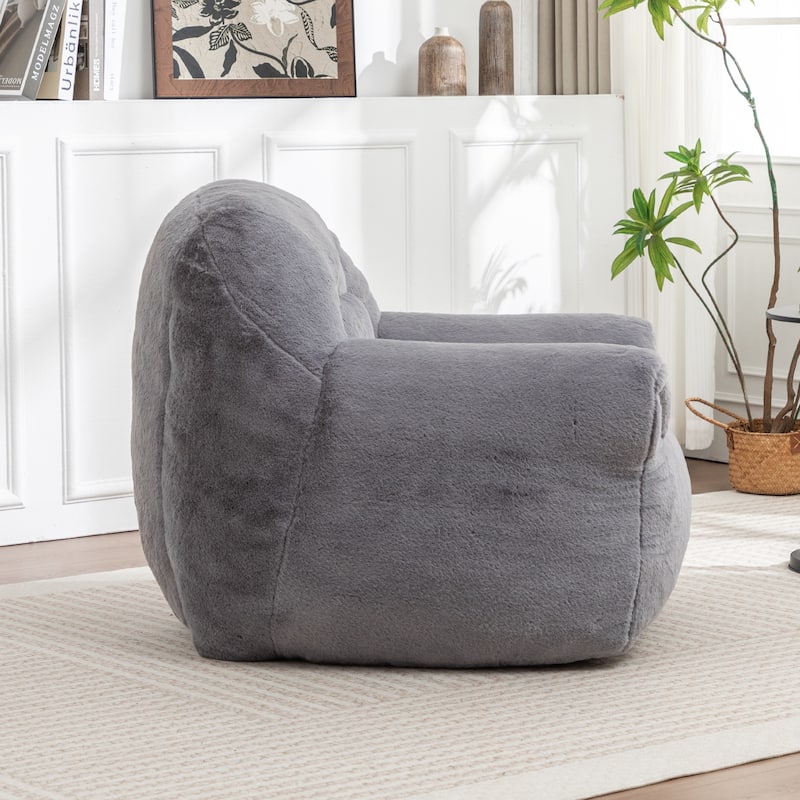 Comfy Bean Bag Sofa With Back Support, Faux Fur Bean Bag Chair For Adults And Kids