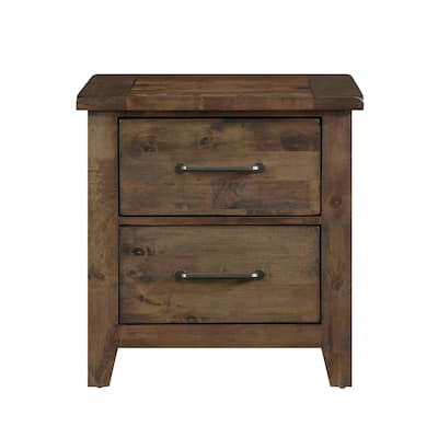 Classic Transitional Design Nightstand Burnished Solid Rubberwood Bedroom Side Table Rustic Look Furniture