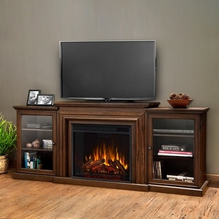 Frederick 72" Electric TV Stand Fireplace in Chestnut Oak by Real Flame - 72L x 15.5W x 30.1H