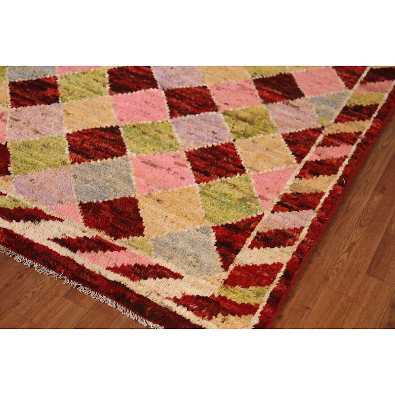 Trellis Geometric Moroccan Rug Living Room Handmade Wool Carpet - 5'3" x 6'6"