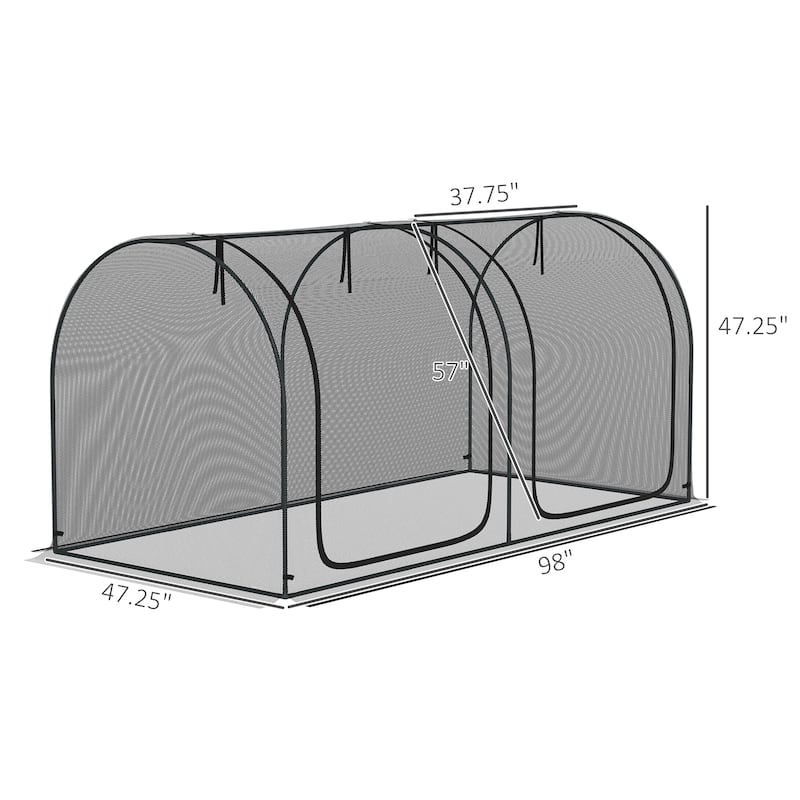 Outsunny 8' x 4' Crop Cage, Plant Protection Tent with Two Zippered Doors, Storage Bag and 4 Ground Stakes