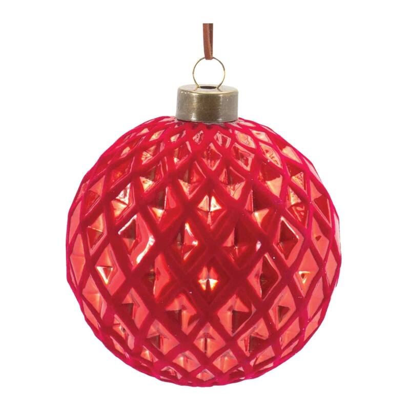 Diamond Harlequin Glass Christmas Ball Ornaments 4" (100Mm) Red 12Ct