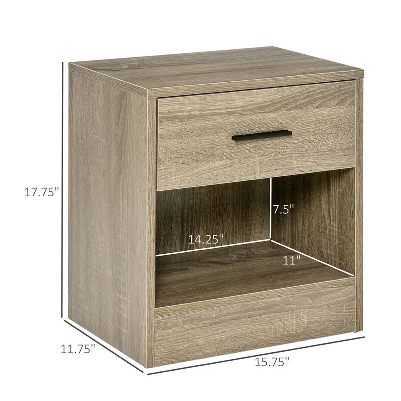 Modern Bedside Table with Storage Shelf and Drawer