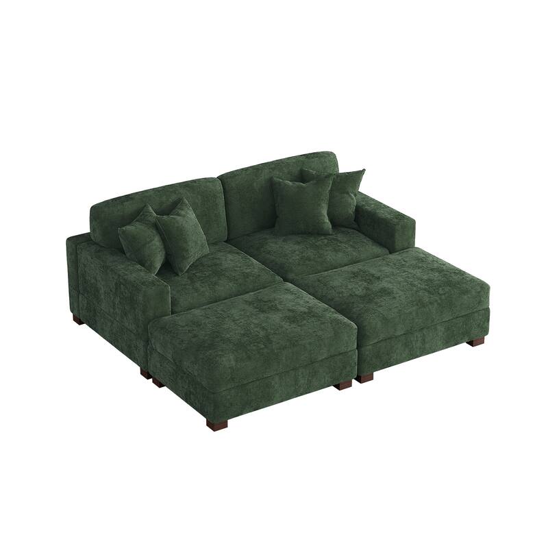 Modern Chenille Oversized Modular Sectional Sofa with 2 Ottoman