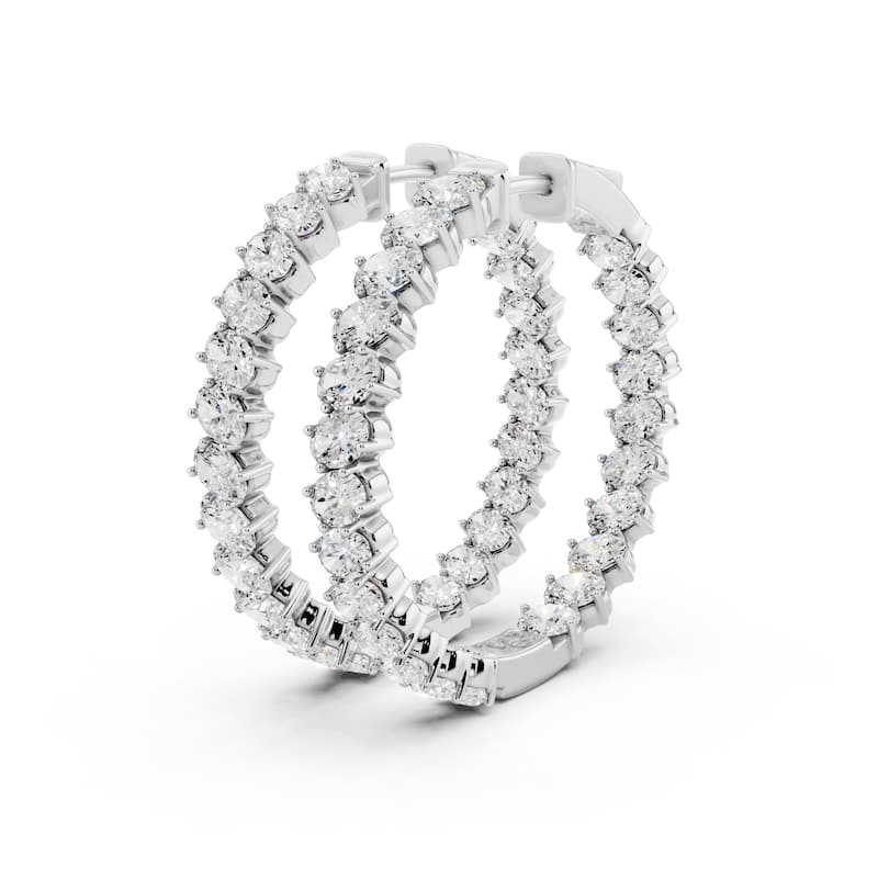 Auriya 14k Gold 4 1/3ctw Oval Hoop Lab Grown Diamond Earrings (F-G VS) - White