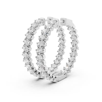 Auriya 14k Gold 4 1/3ctw Oval Hoop Lab Grown Diamond Earrings (F-G VS)