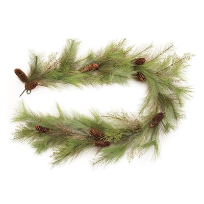Long Needle Pine and Pinecone Garland 6'L