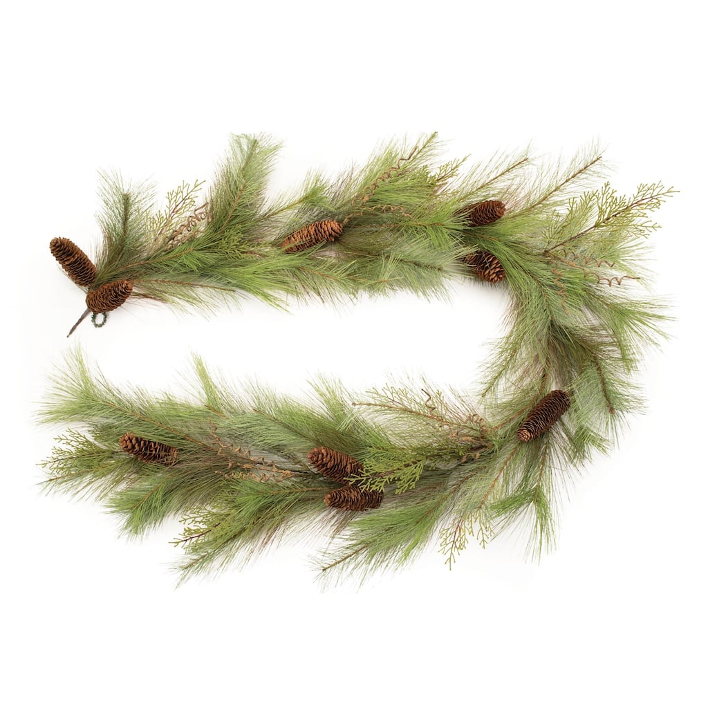 Plastic Pine Garland with Pinecones Rustic Holiday Decor - 72” x 12.5” x 10” (L x W x H)
