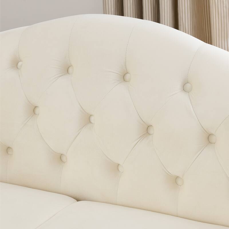 2-Pieces Chesterfield Velvet 3+2-Seater Combination Sofa Set with Nailhead Trim, Tufted Low Back, and Removable Cushions