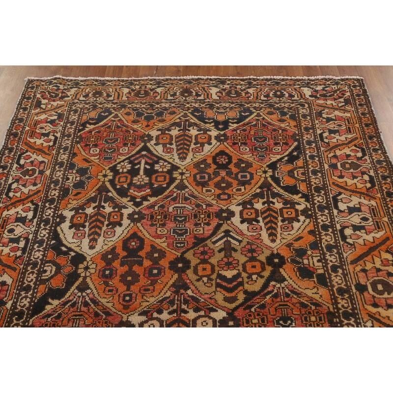 Garden Design Bakhtiari Persian Vintage Area Rug Handmade Wool Carpet - 4'11"x 9'10"