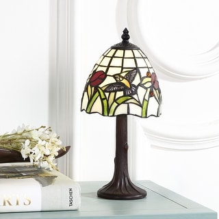 Campbell Tiffany-Style 12" LED Table Lamp, Bronze by JONATHAN Y