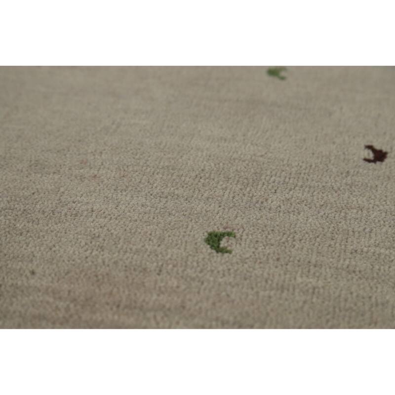 Hand Knotted Oriental 100% Wool Carpet Tribal Tribal Beige & Ivories Gabbeh Area Rug - 7' 8'' X 5' 5''