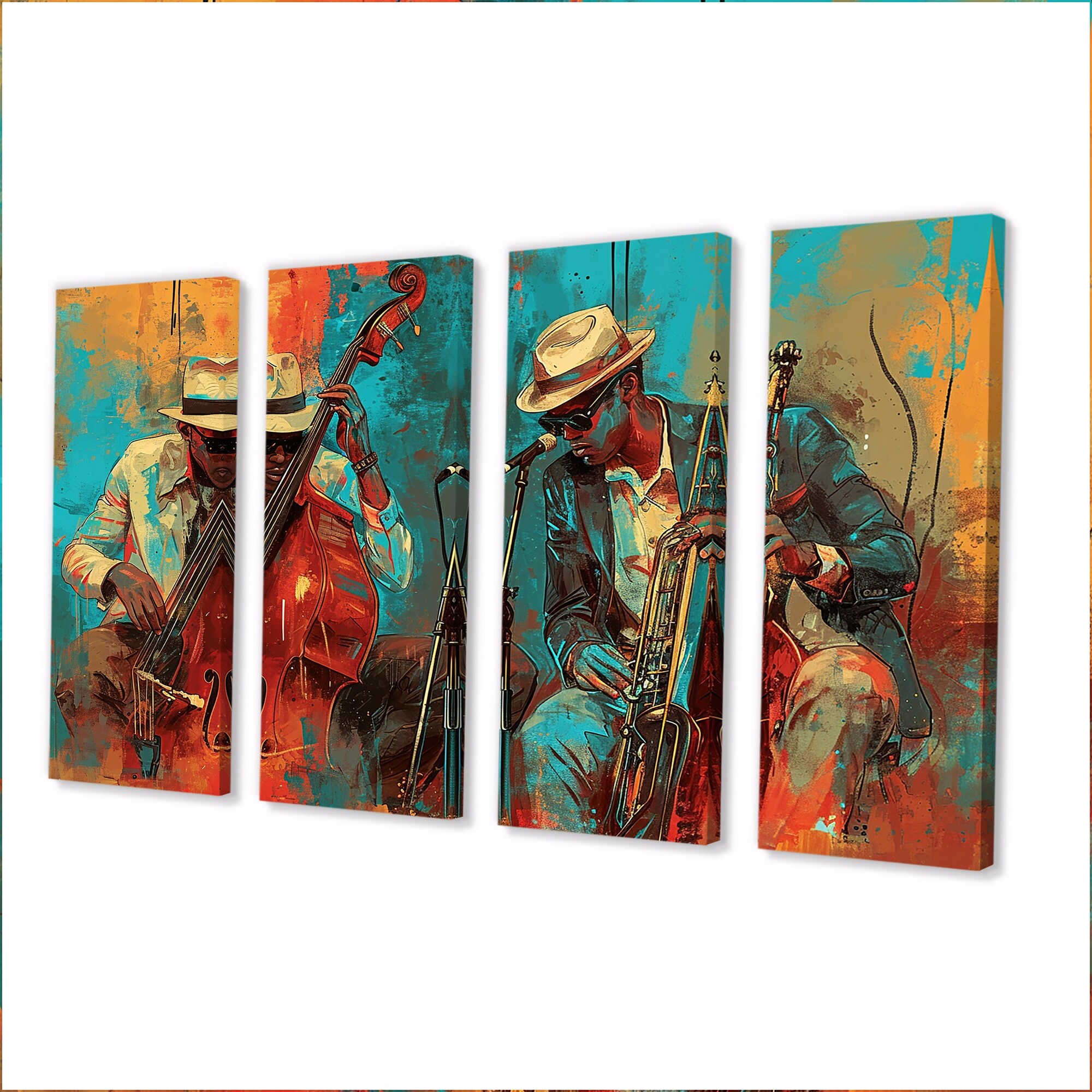 ファッション通販 安い Designart - 2 Musicians - Musician Extra Large Wall Art Set アート・デザイン・音楽