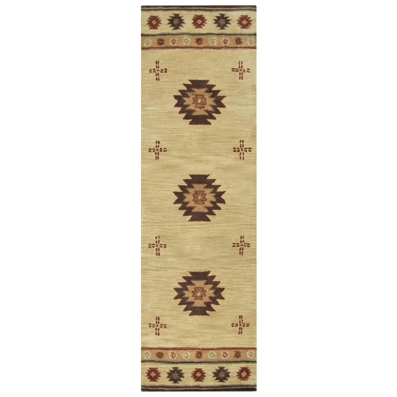 Alora Decor Ryder Southwestern Hand-tufted Wool Rug - 8' Runner - Khaki - Rectangle