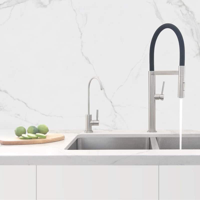 STYLISH Kitchen Sink Drinking Water Faucet, Commercial Water Filtration Faucet, Stainless Steel, Contemporary Style High-Spout