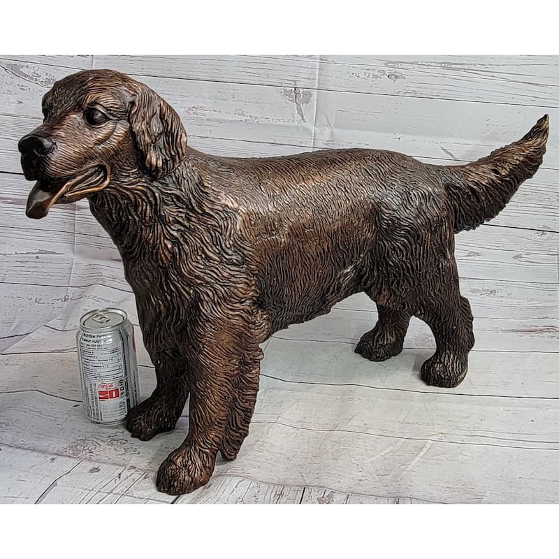 Golden Retriever Puppy Dog Bronze Metal Life Size Statue Sculpture 26 Inches X 17 Inches