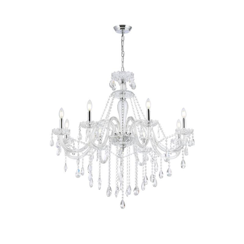8 - Light Omni Smoke/Clear Crystal Chandelier French Style Adjustable Raindrop