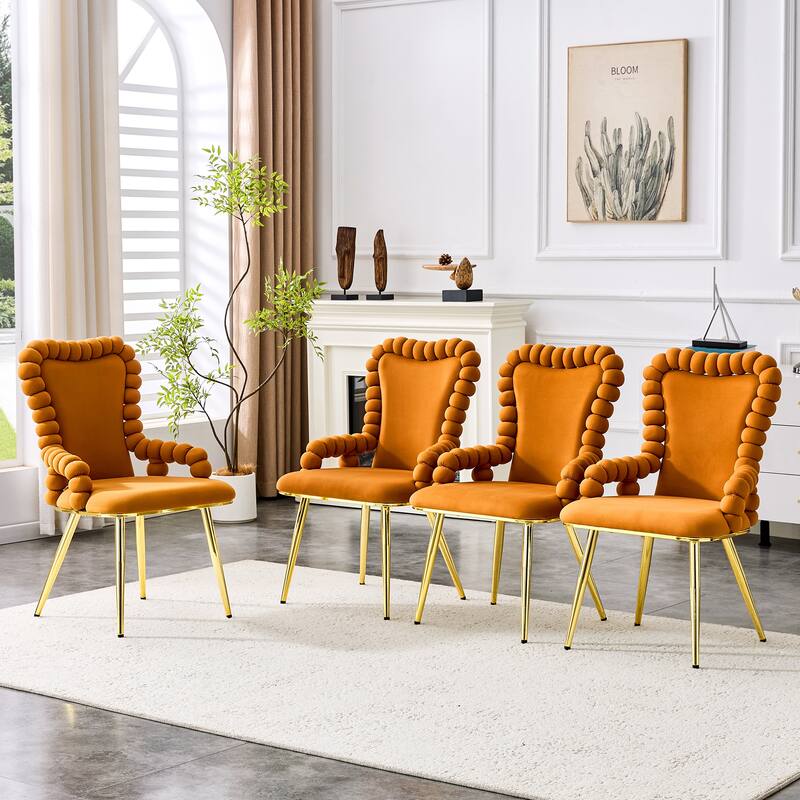 Dining Chairs Set of 2, Upholstered Dining Room Chairs with Metal Legs, Velvet Kitchen Chairs, Accent Chairs for Living Room