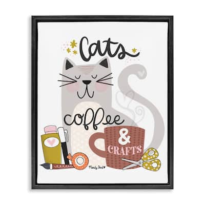 Stupell Cats Coffee & Crafts Framed Floater Canvas Wall Art Design By Mandy Ford Art + Illustration
