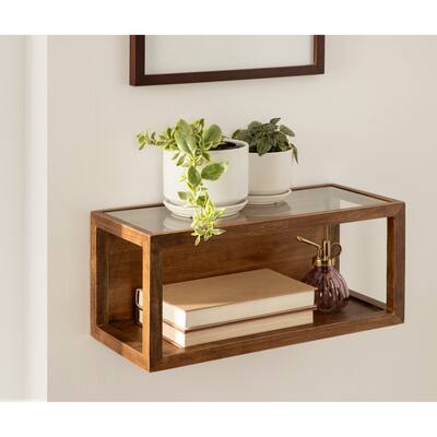 Kate and Laurel Wessler Wood Box Shelf - 18x8x8