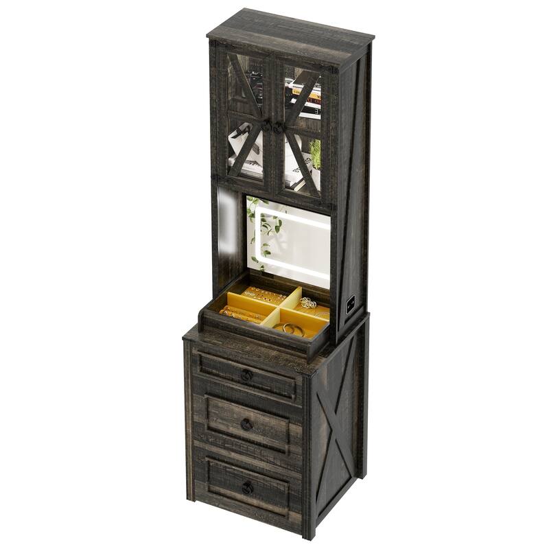 Makeup Vanity with Led Light and Hidden Storage