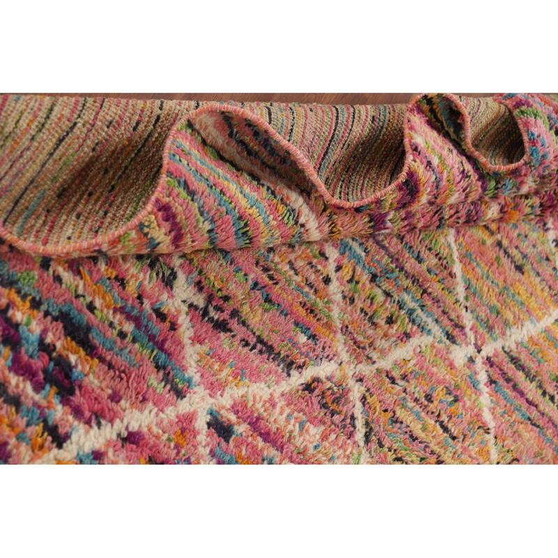 Trellis Plush Moroccan Oriental Area Rug Hand-Knotted Wool Carpet - 6'1" x 9'8"
